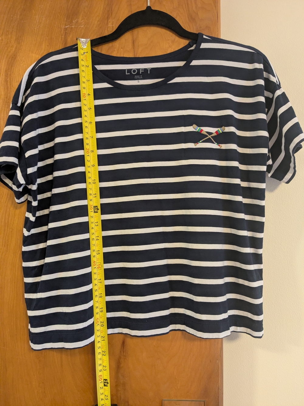 LOFT Navy & White Striped Tee with Embroidered Accent - Picture 3 of 8